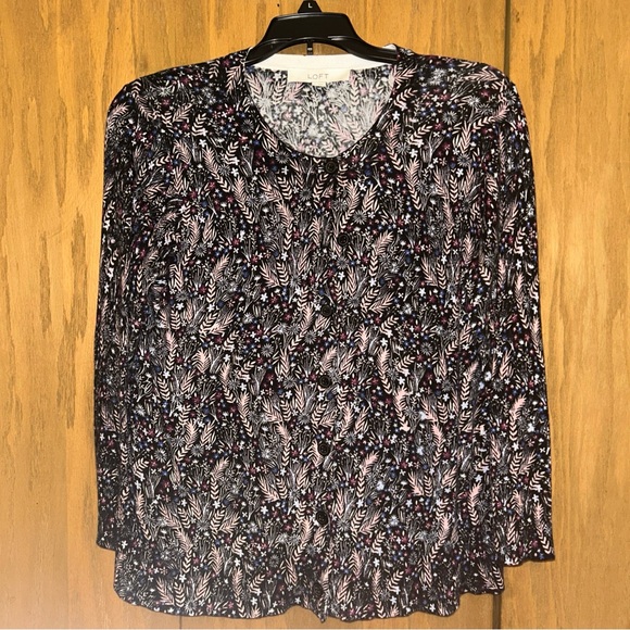 LOFT Tops - LOFT Women's Black and White Leaf Print Cardigan M